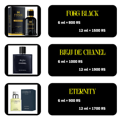 FOGG BLACK, BLUE DE CHANNEL AND ETERNITY